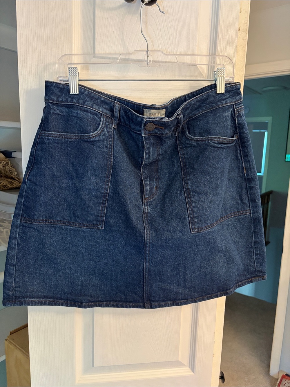 LOFT Dark Blue Denim Mini Skirt